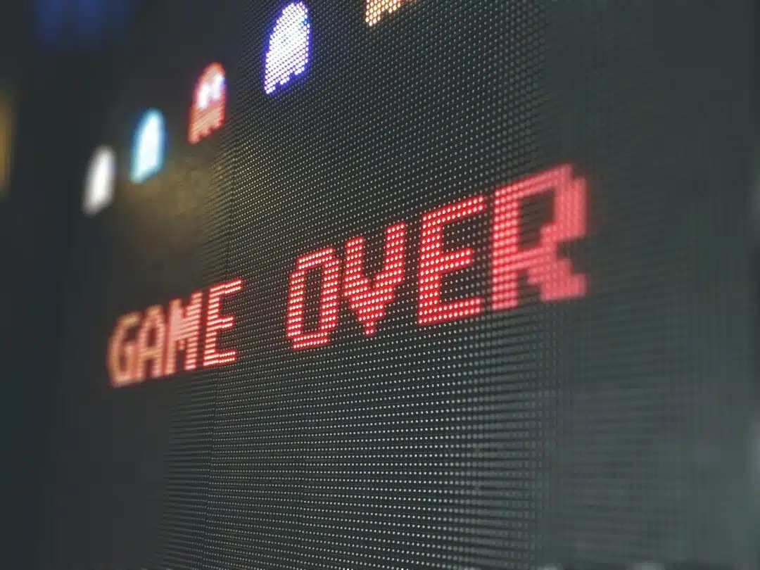 Game Over A video game screen displaying the words, Game Over.