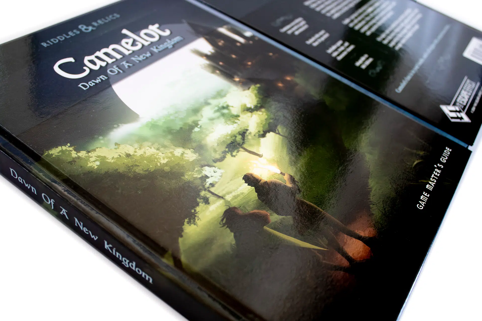 Camelot Side By Side The front and back covers of a roleplaying adventure book.