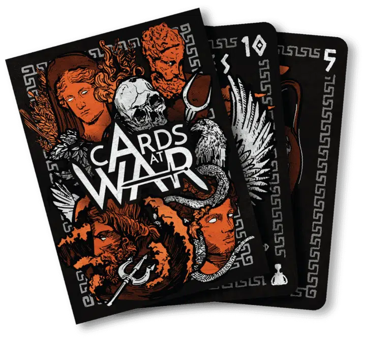 A fan of cards from Battle For Ancient Greece showing the box front.