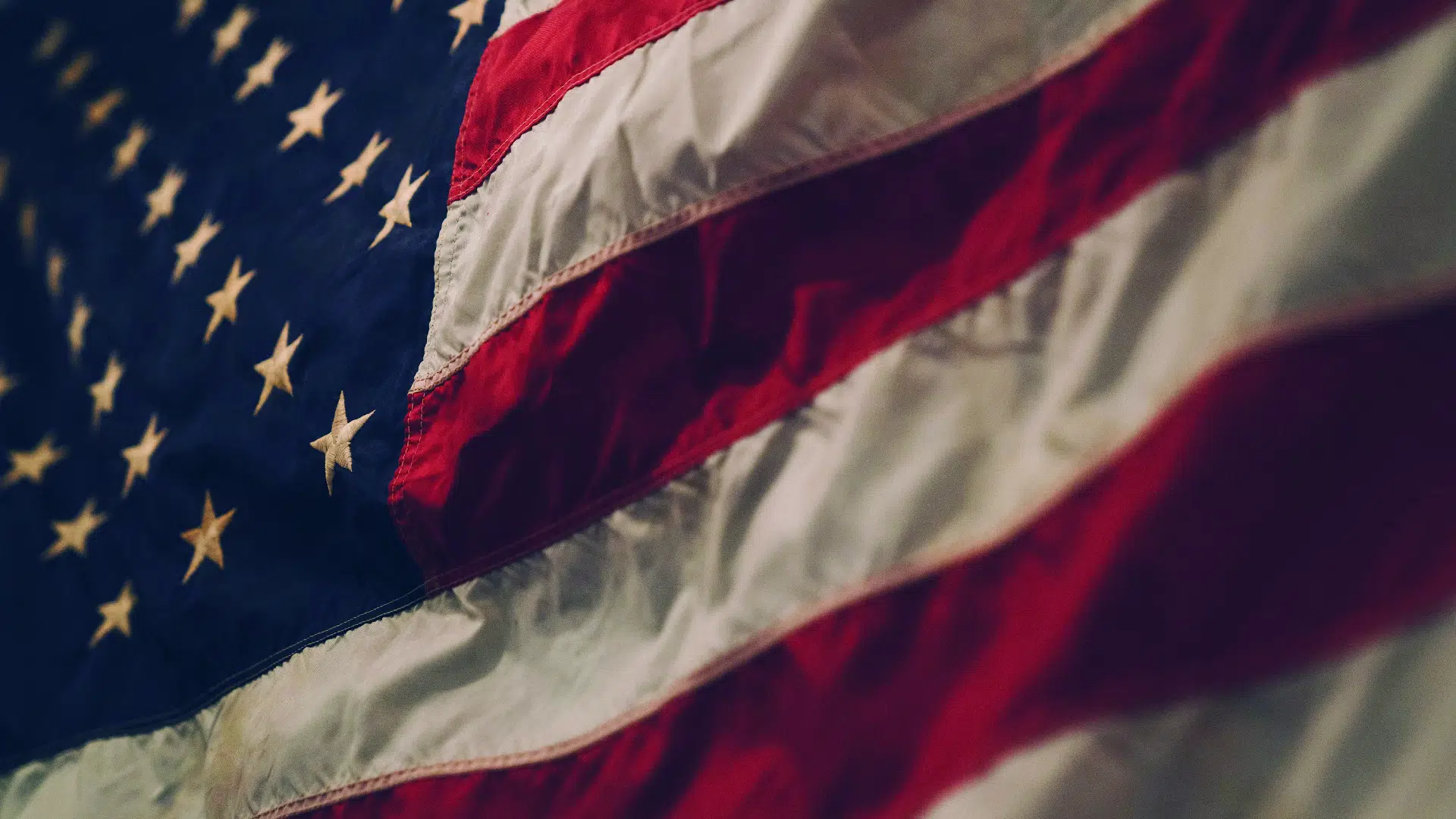 A close-up photo of the American flag.