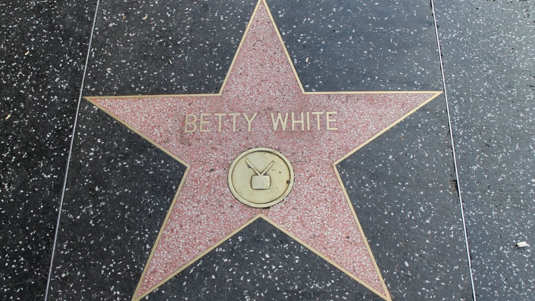 A photo of Betty White's star on the Hollywood Walk of Fame.