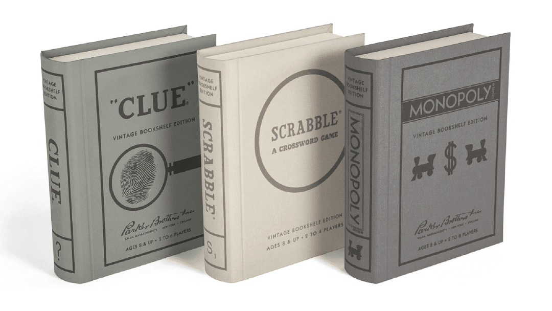 A set of three popular board games presented in a stylish book format.
