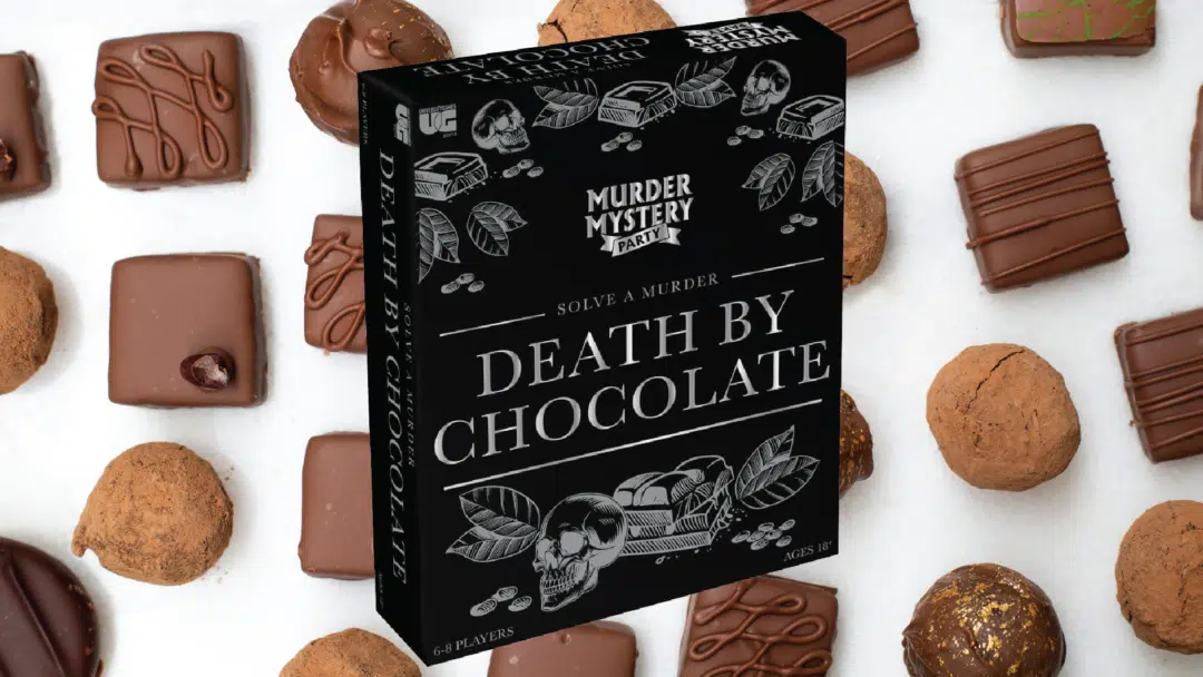 A murder mystery party game with a chocolate theme.