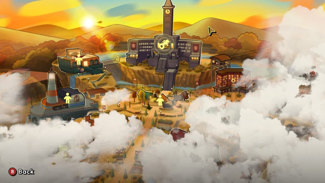 A screenshot of the map in Escape Academy, showing where the player can explore.