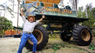 The Gatorland CEO showing off one of the new off-road vehicles.