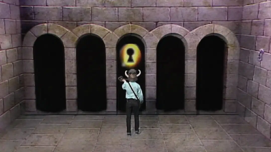 The dungeoneer approaches mysterious doorways.