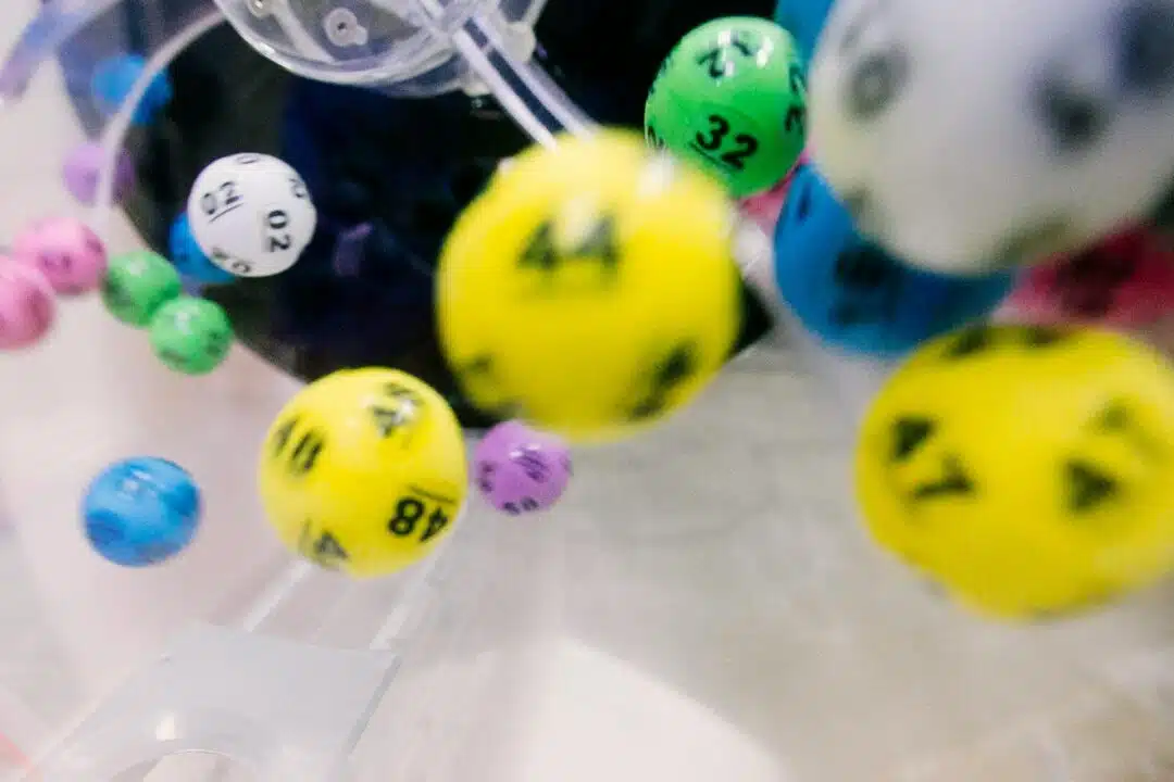 Lottery balls in motion.