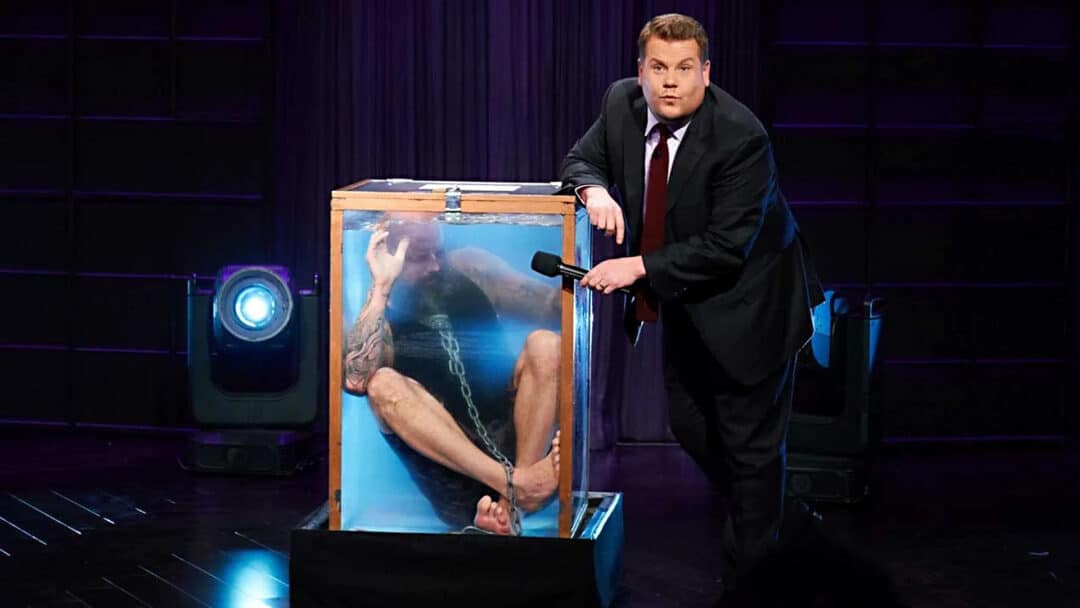 Escapologist Matt Johnson escapes from a sealed tank of water on the TV show, The World's Best.