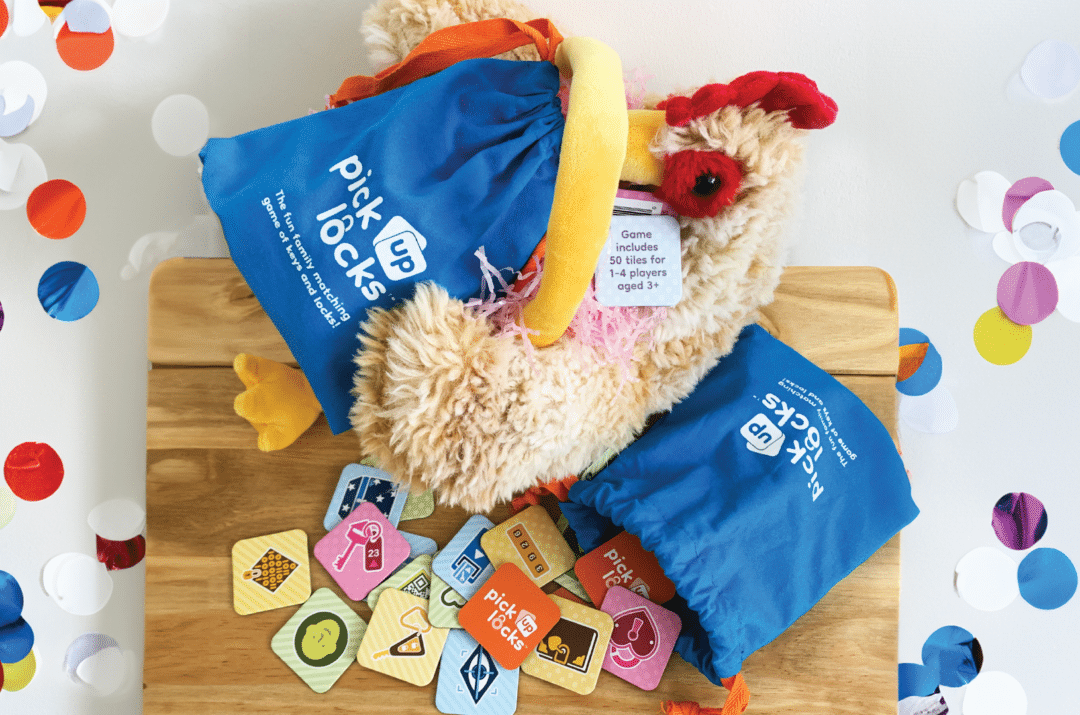 An Easter Basket containing Pick Up Locks games.