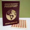A Passport Escape Room Log Book against a green and white background.