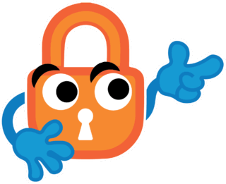 Paddy the Padlock pointing right.