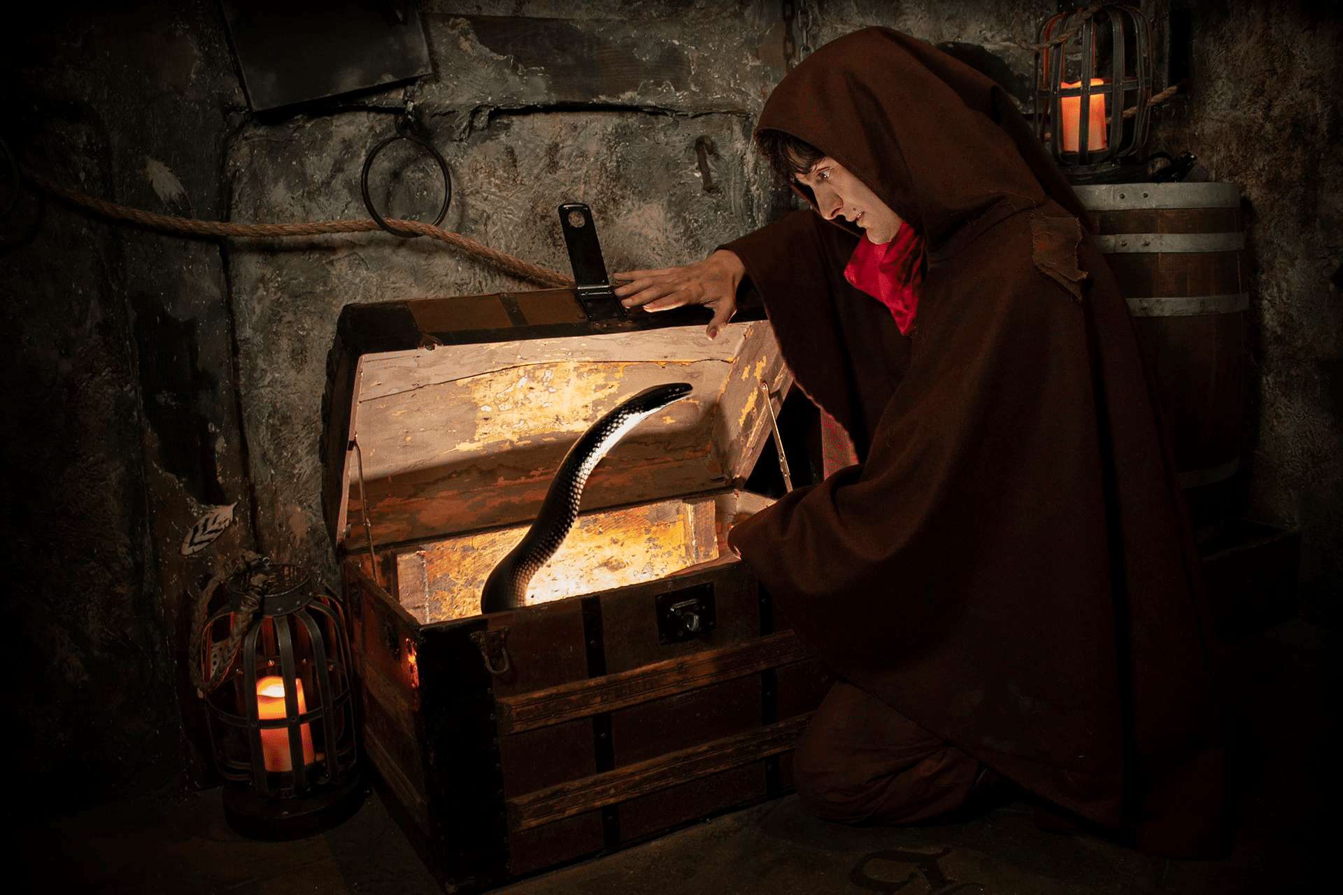 A snake coming out of a chest in A Knight To Escape.