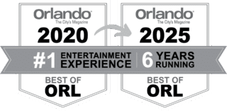 A white award shield showing that The Escape Effect was voted Best of Orlando 2020-2025 by Orlando Magazine.