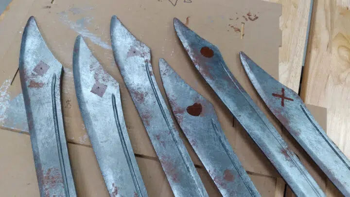 The swords for Fright Before Your Eyes, after the symbols have been added.