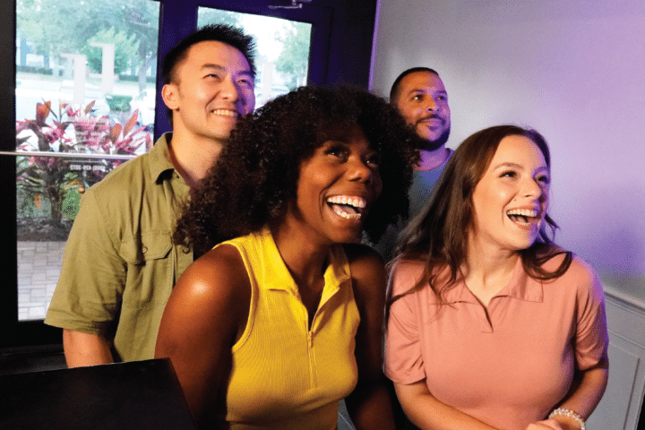 Four friends check in to The Escape Effect and get ready for their game.