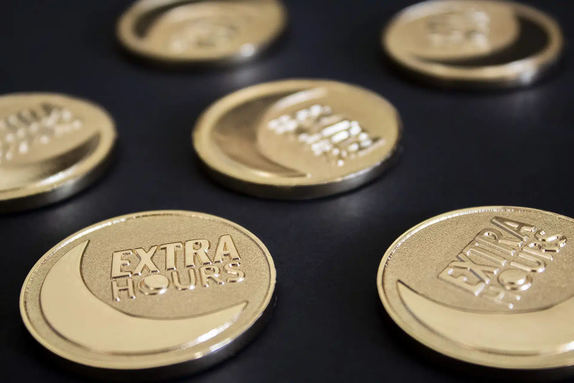 An arrangement of special edition gold coins.