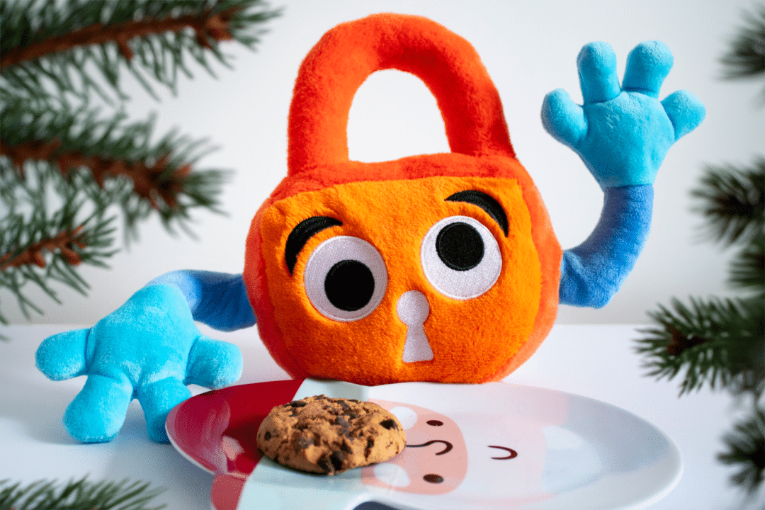 Paddy Padlock offers a cookie for Santa.