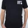 A photo showing a shirt with the phrase Perfect Fit, with an image of a padlock.