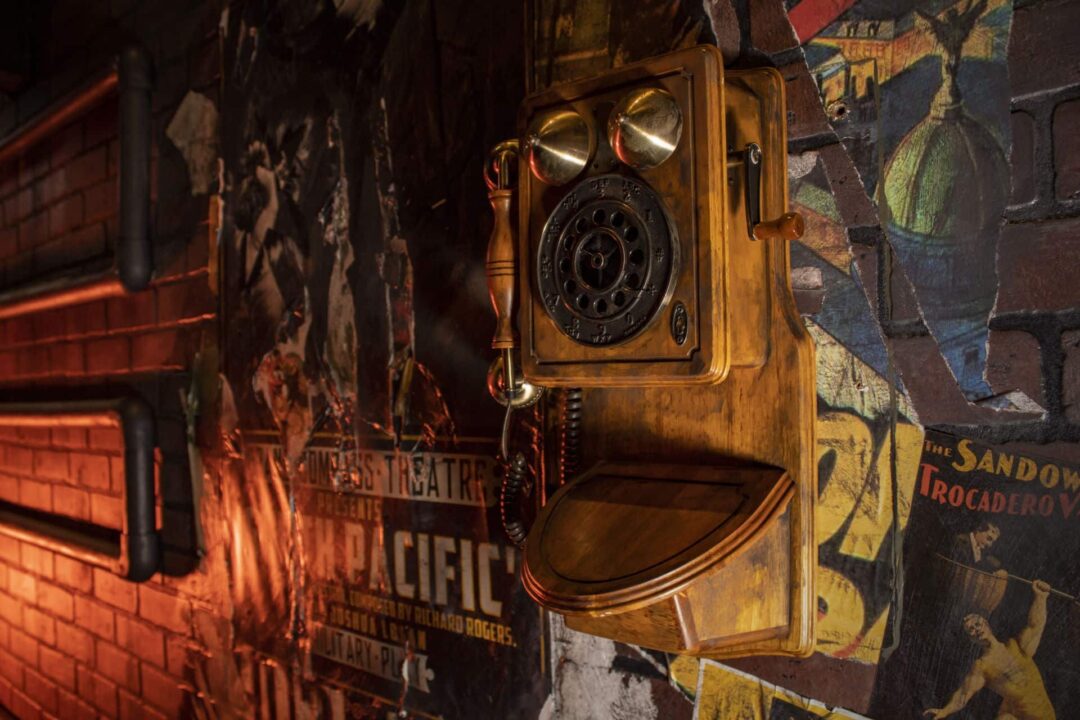 A photograph of a vintage telephone inside of Encore.