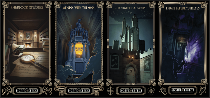 All of The Escape Effect posters lined up together.